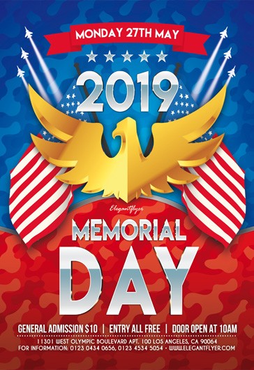 Multicolor Gradient Memorial Day Premium Flyer Template PSD | by ...