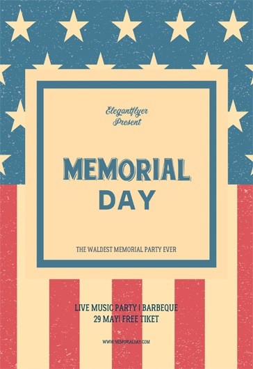 Pastel Vintage and Retro Memorial day Free Flyer Template PSD | by ...