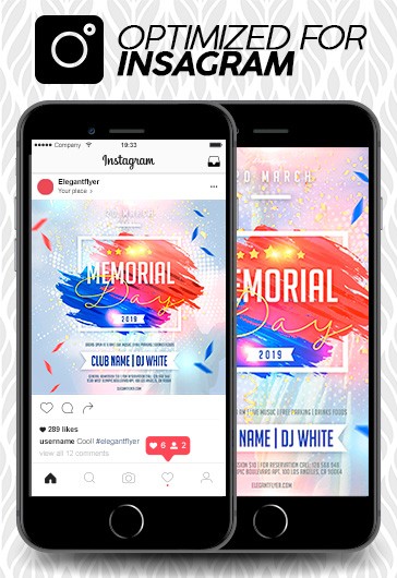 Blue Creative Memorial Day Instagram Premium Social Media Template PSD