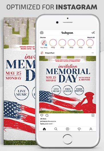 White Simple Memorial Day Instagram Premium Social Media Template PSD ...