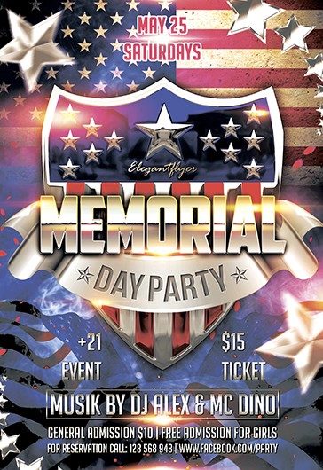 Multicolor Creative Memorial Day Party V2 Premium Flyer Template PSD ...