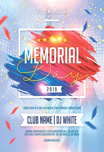 White Modern Honoring Heroes: Memorial Day Free Flyer Template PSD | by ...