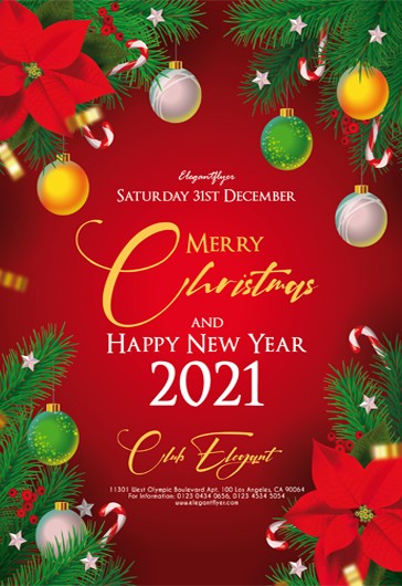 Merry Christmas and Happy New Year Flyer - Red