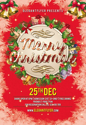 Red Creative Merry Christmas Premium Flyer Template PSD | by Elegantflyer