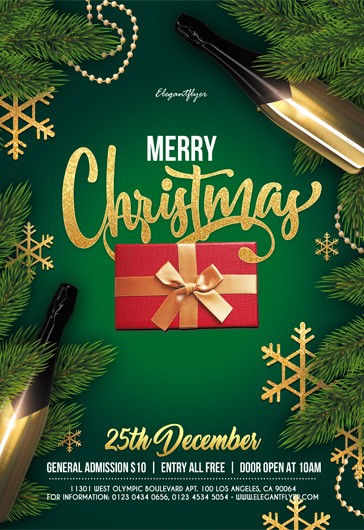 Green Luxury Merry Christmas Premium Flyer Template PSD | by Elegantflyer