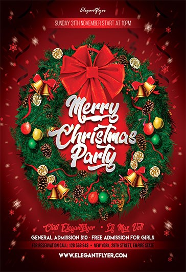Red Exclusive Merry Christmas Party V03 Premium Flyer Template PSD | by ...