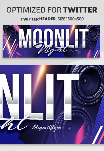 Purple Simple Moonlit Night Twitter Premium Social Media Template PSD ...