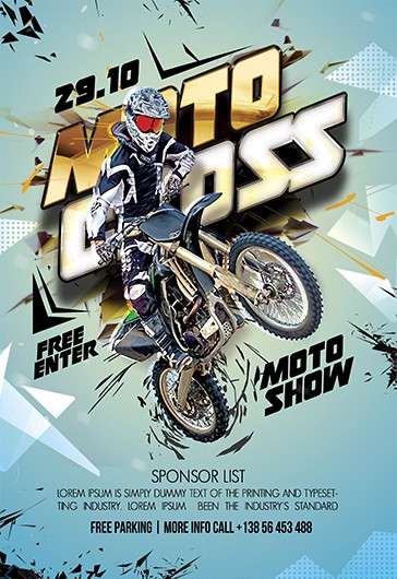 Blue Creative Motocross Premium Flyer Template PSD | by Elegantflyer