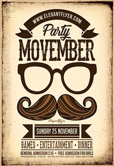 White Vintage and Retro Movember Party Premium Flyer Template PSD | by ...