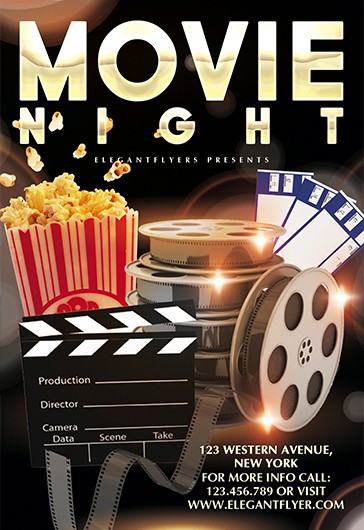 Black Exclusive Movie Night Premium Flyer Template PSD | by Elegantflyer