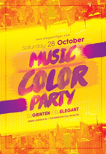 Yellow Bright Music Color party Premium Flyer Template PSD | by ...