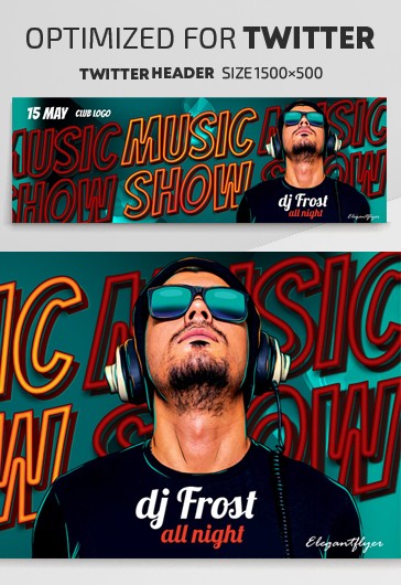 Blue Simple Music Show Twitter Free Social Media Template PSD | by ...