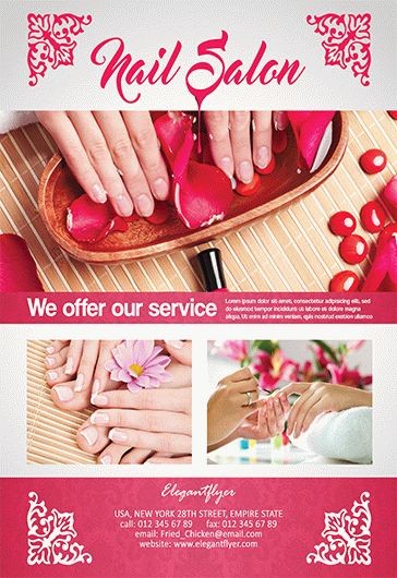 Pink Aesthetic Nail Salon Premium Flyer Template PSD | by Elegantflyer