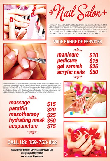Red Simple Nails Salon Free Flyer Template PSD | by Elegantflyer