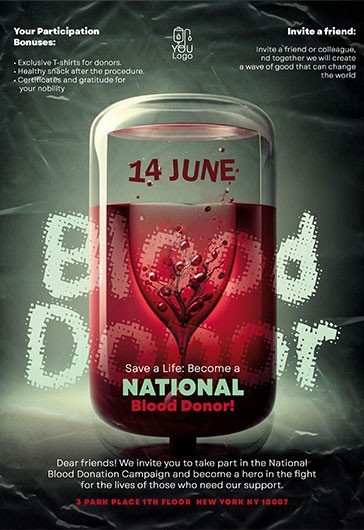 Gray Exclusive National Blood Donor Premium Flyer Template PSD | by ...