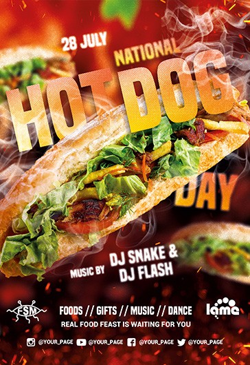 Dzień Narodowego Hot Doga - ulotka - Jedzenie.