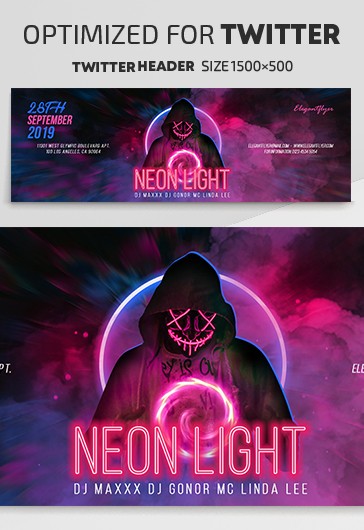 Pink Creative Neon Light Premium Social Media Template PSD | by ...