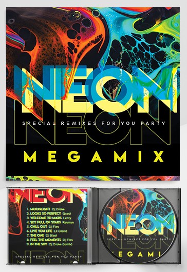 Neon Megamix - Free CD Cover PSD Template - 10029046