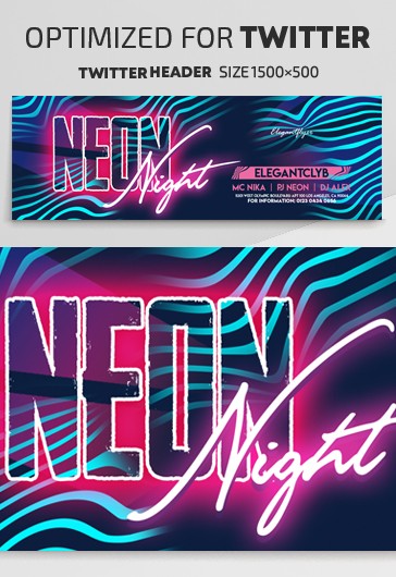 Neon Night - Free Twitter Header PSD Template - 10031540 | by ElegantFlyer