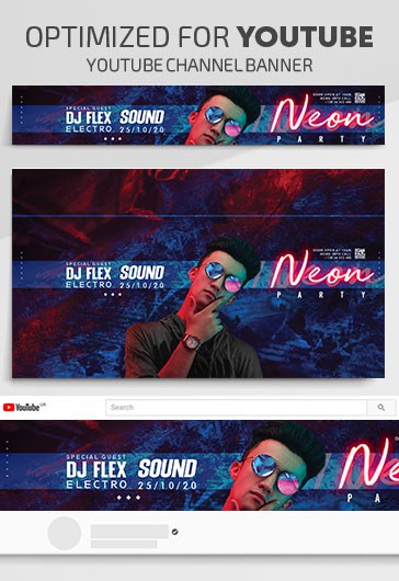 Neon Party Youtube - Szablony YouTube