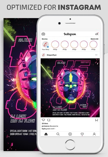 Neon Robot Party Instagram