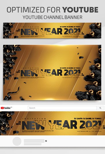 New Year - Free Youtube Channel banner PSD Template - 10028535 | by ...