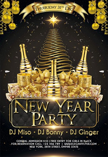 Black and Gold Luxury New Year Party Premium Flyer Template PSD | by ...