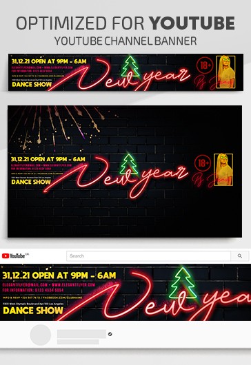 New Year Party - Free Youtube Channel banner PSD Template - 10031917 ...