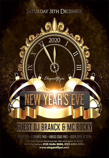 New Year Party - Free Flyer PSD Template - 10017589 | by ElegantFlyer