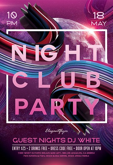 Pink Bright Night Club Party V02 Premium Flyer Template PSD | by ...