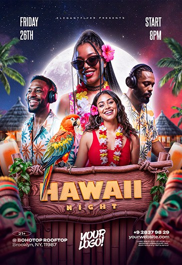 Night in Hawaii Club Flyer