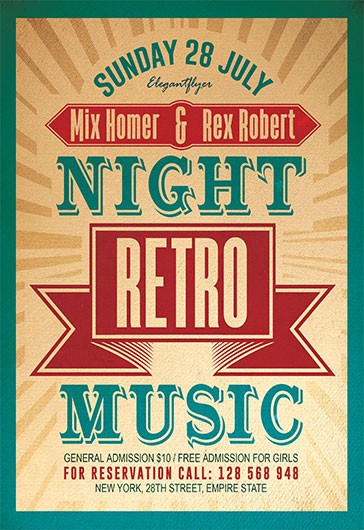 Yellow Vintage and Retro Night Retro Music Premium Flyer Template PSD ...