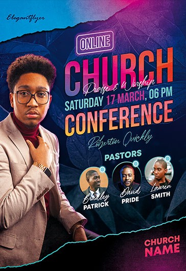 Folleto de conferencia de la iglesia en línea - Conferencia