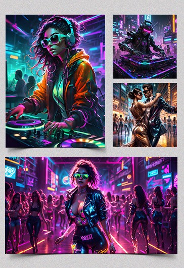 Conjunto de Festa Neon - Imagens gratuitas para festa