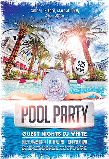 Multicolor Colorful Splash Bash: Pool Party Free Flyer Template PSD ...