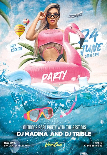 Wunderbarer Poolparty-Flyer - Poolparty