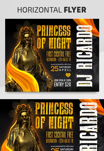 Black and Gold Luxury Princess Of The Night Premium Flyer Template PSD