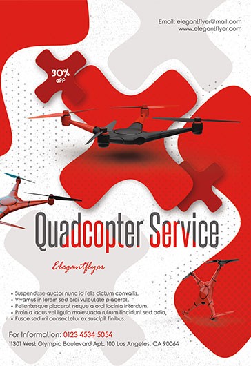 White Criativo Serviço de Quadricóptero Premium Modelo de Flyer em PSD
