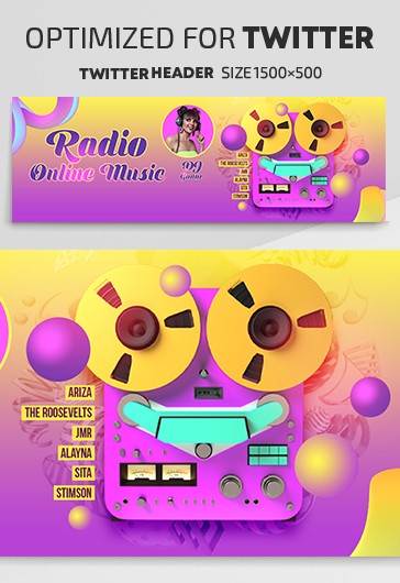 Radio - Free Twitter Header PSD Template - 10026850 | by ElegantFlyer