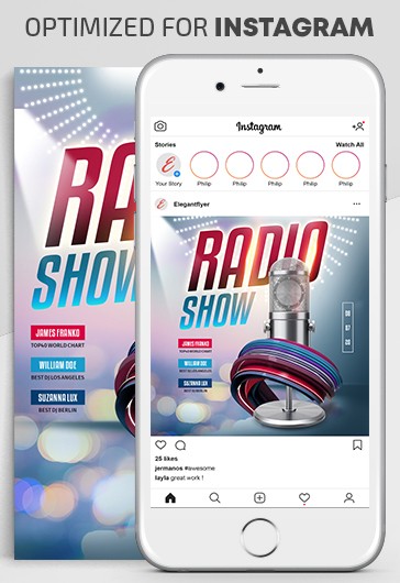 Multicolor Creative Radio Show Instagram Premium Social Media Template PSD