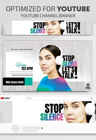 White Creative Radio Talk Show Youtube Premium Social Media Template PSD