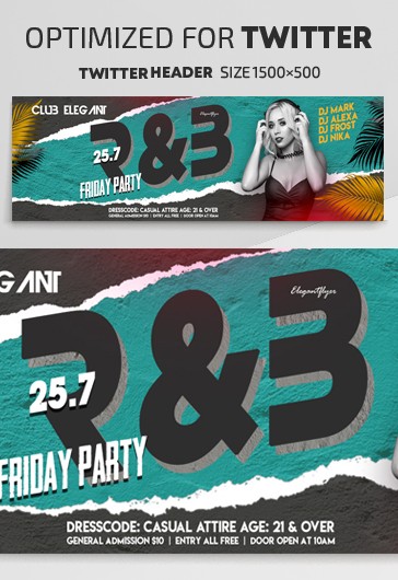 R&B Party - Free Twitter Header PSD Template - 10030437 | by ElegantFlyer