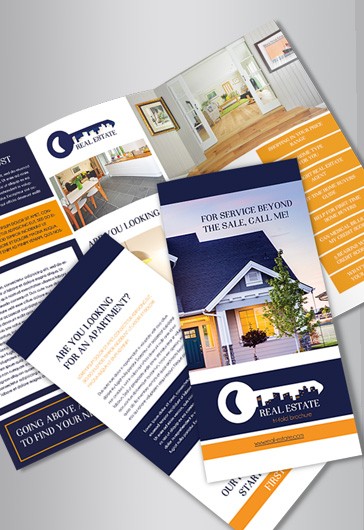 Blue Simple Tri-Fold Real Estate Premium Brochure Template PSD | by ...