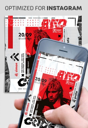Red Creative Red Code Party Instagram Premium Social Media Template PSD