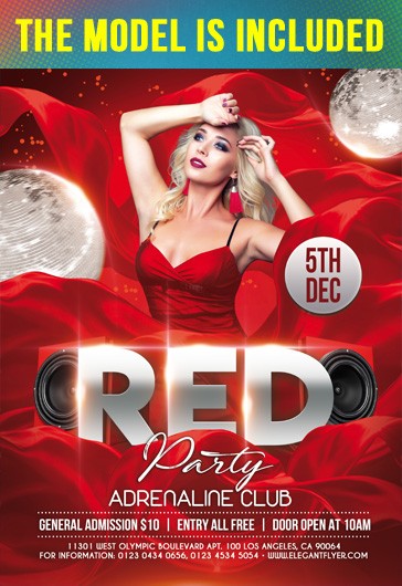 Red Glamorous Red Party Premium Flyer Template PSD | by Elegantflyer