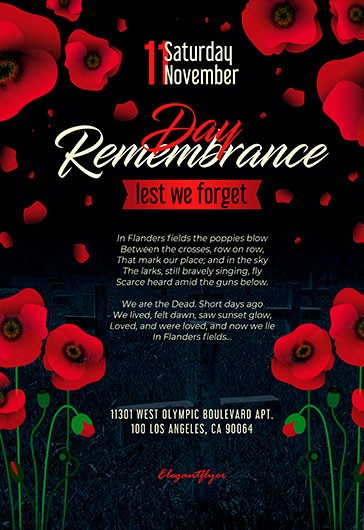 Premium PSD  Red poppy memorial day template