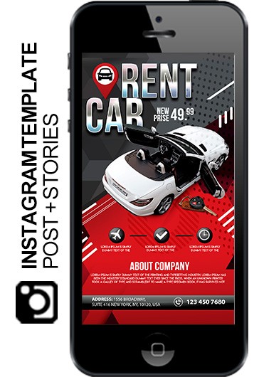 Red Creative Rent A Car Premium Social Media Template PSD | By Elegantflyer