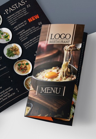 Premium PSD  A menu for a restaurant that is open to the menu.