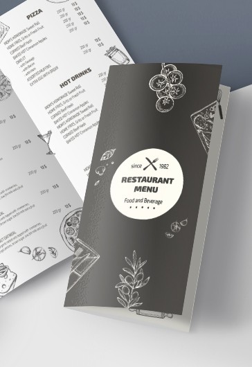 Menu elegante de três dobras do restaurante. - Tri-Fold - Tríptico