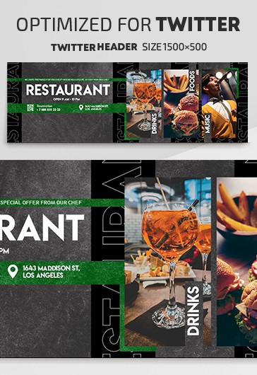 Black Grunge Restaurant Twitter Premium Social Media Template PSD | by ...